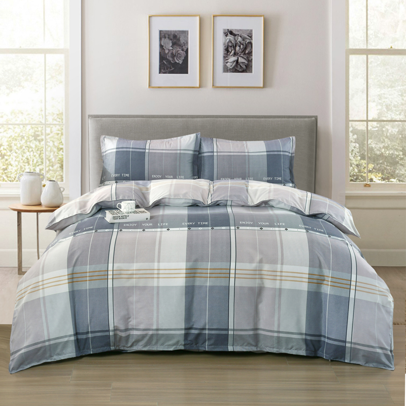 紫韵&ldquo;悦动心晴&rdquo;加厚四件套  单位：（套）-蓝灰格 灰蓝色 被套：200*230CM 床单：230*250CM